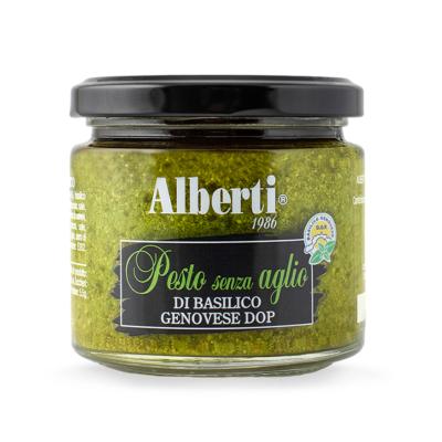 Pesto de basilic génois AOP à l'huile d'olive extra vierge sans ail Linea 1986 Alberti - 170 gr de la Ligurie